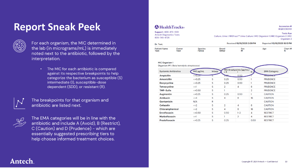 Image Above: Sneak peek on updated Culture and Susceptibility Testing Report